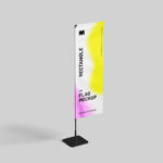 3 Sights of Rectangle Flag Mockup