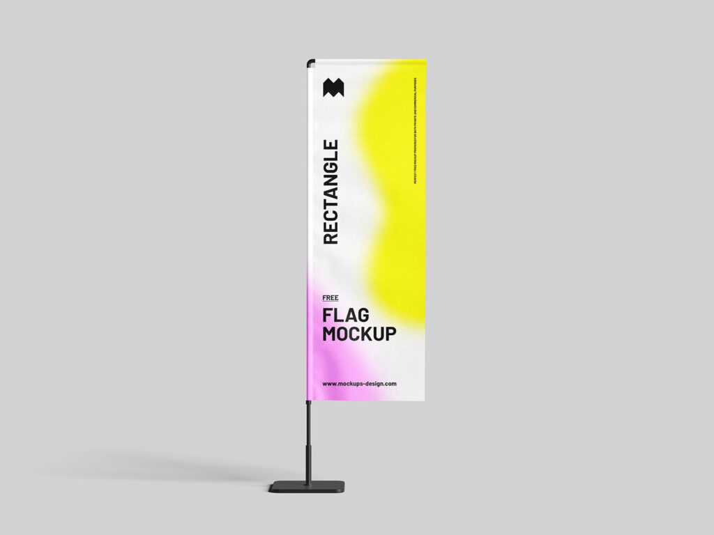 3 Sights of Rectangle Flag Mockup