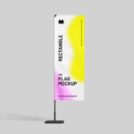 3 Sights of Rectangle Flag Mockup