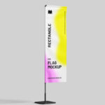 3 Sights of Rectangle Flag Mockup