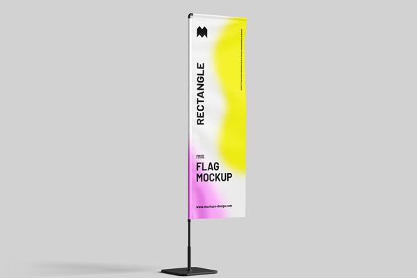 3 Sights of Rectangle Flag Mockup