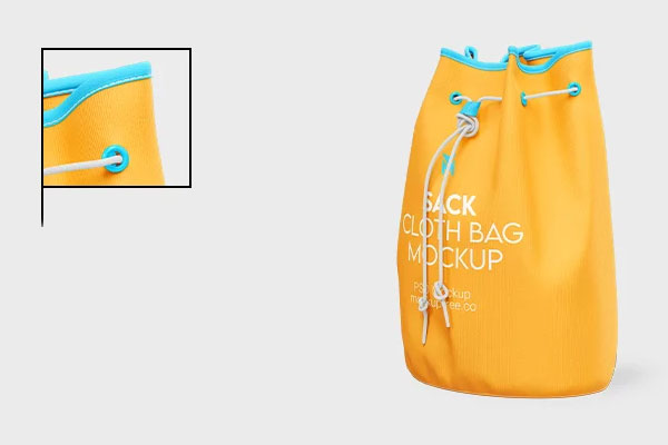 3 Sights of Sack Cloth Bag Mockup