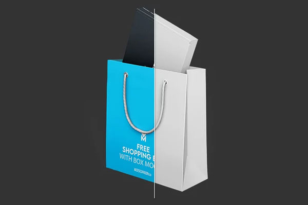 3 Sights of Shopping Bag Mockup with Box
