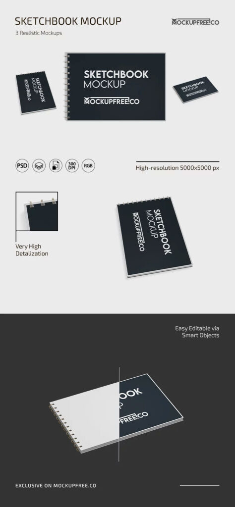 3 Sights of Sketchbook Mockup