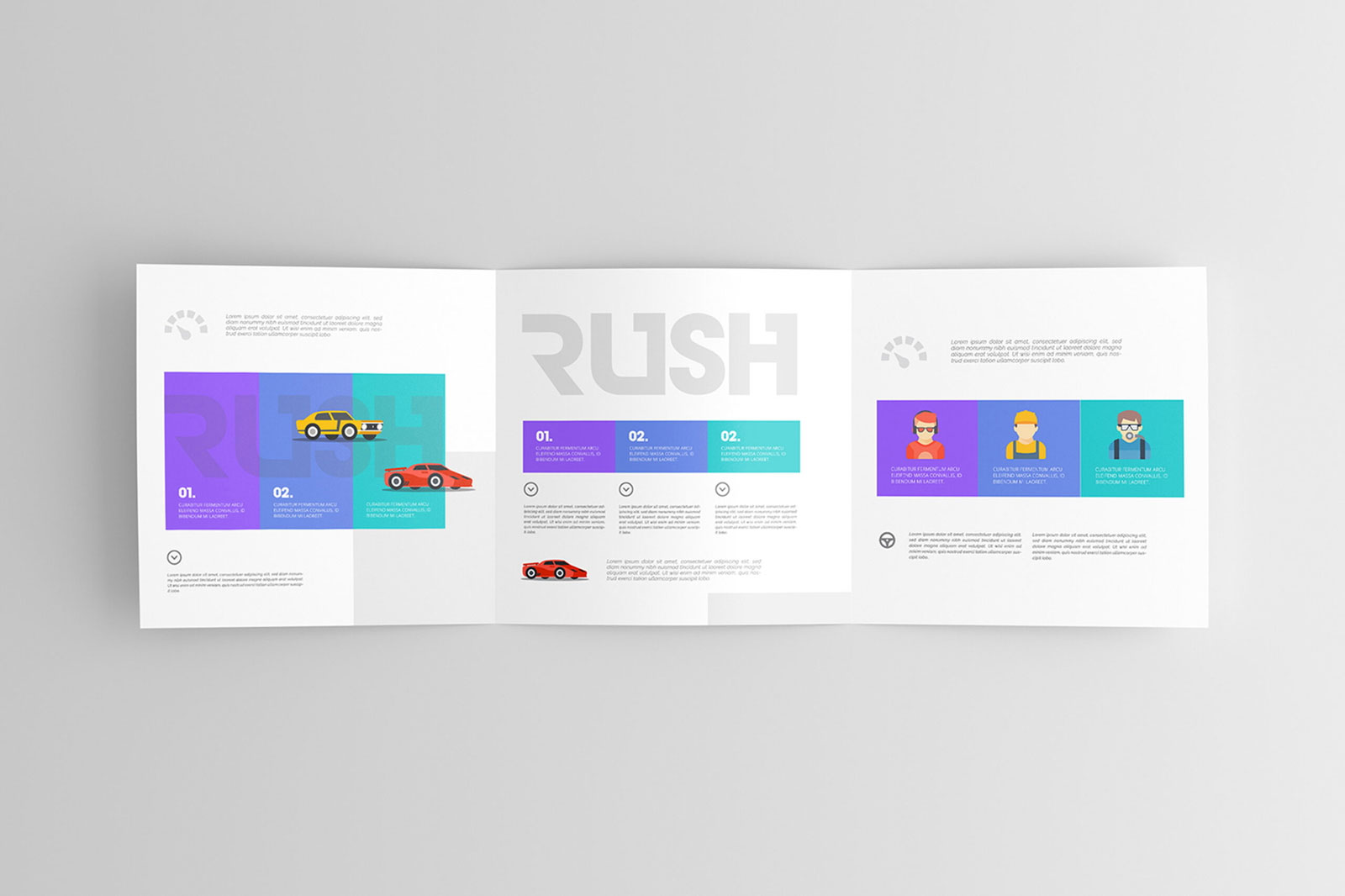 Free 3 Sights of Square Trifold Brochure Mockup PSD Template
