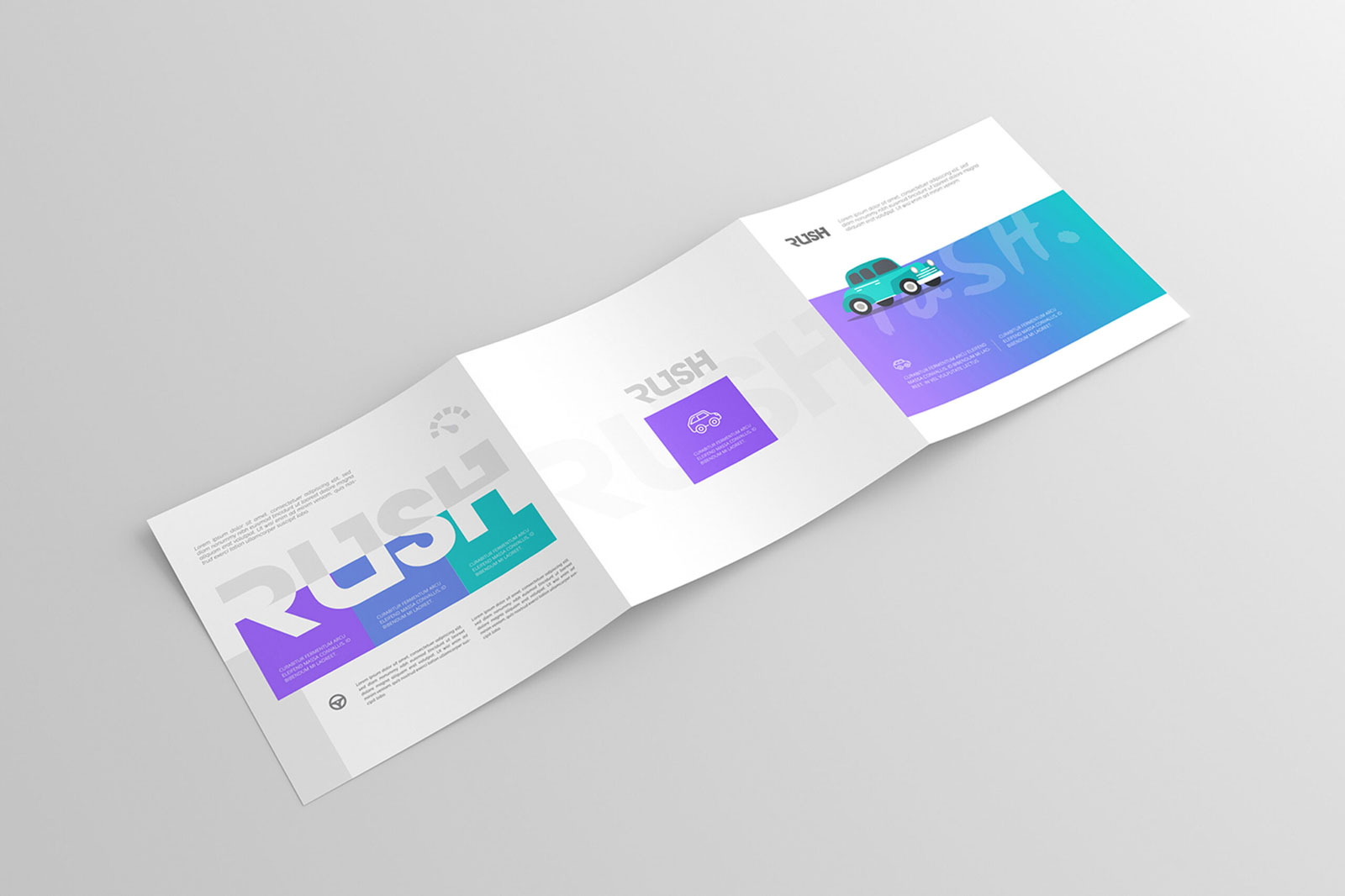 Free 3 Sights of Square Trifold Brochure Mockup PSD Template