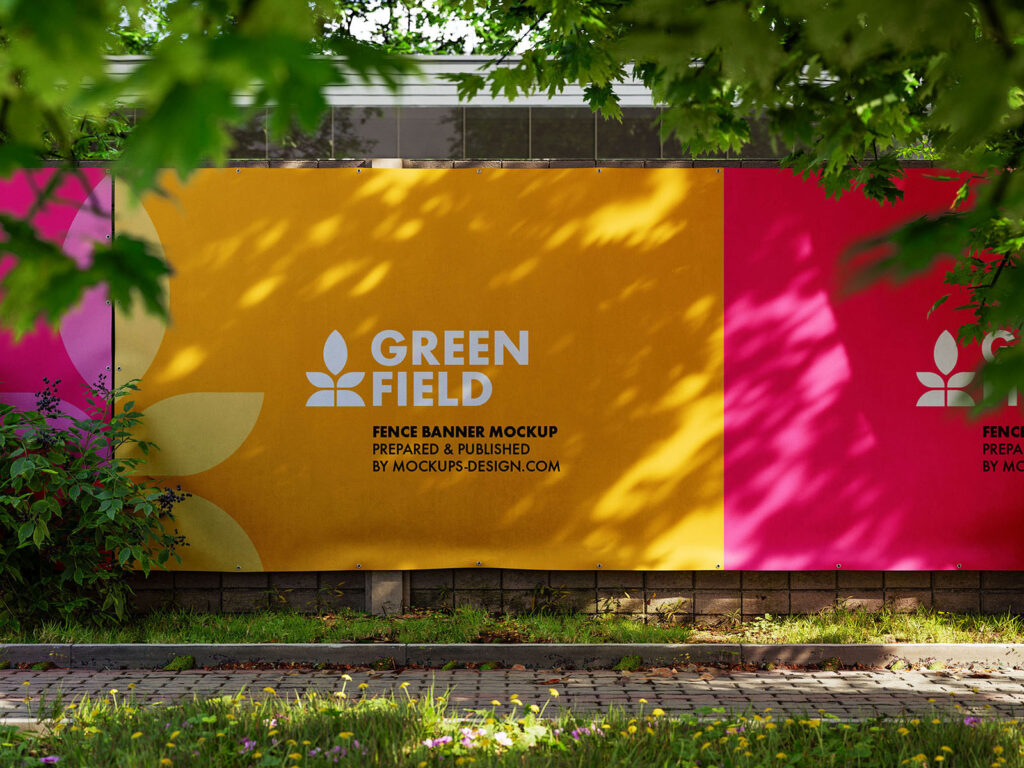 3 Sights of Wall Fence Banner Mockup