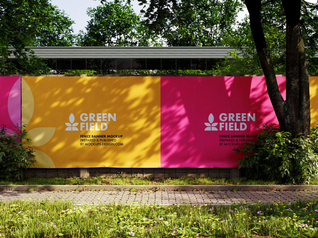 3 Sights of Wall Fence Banner Mockup