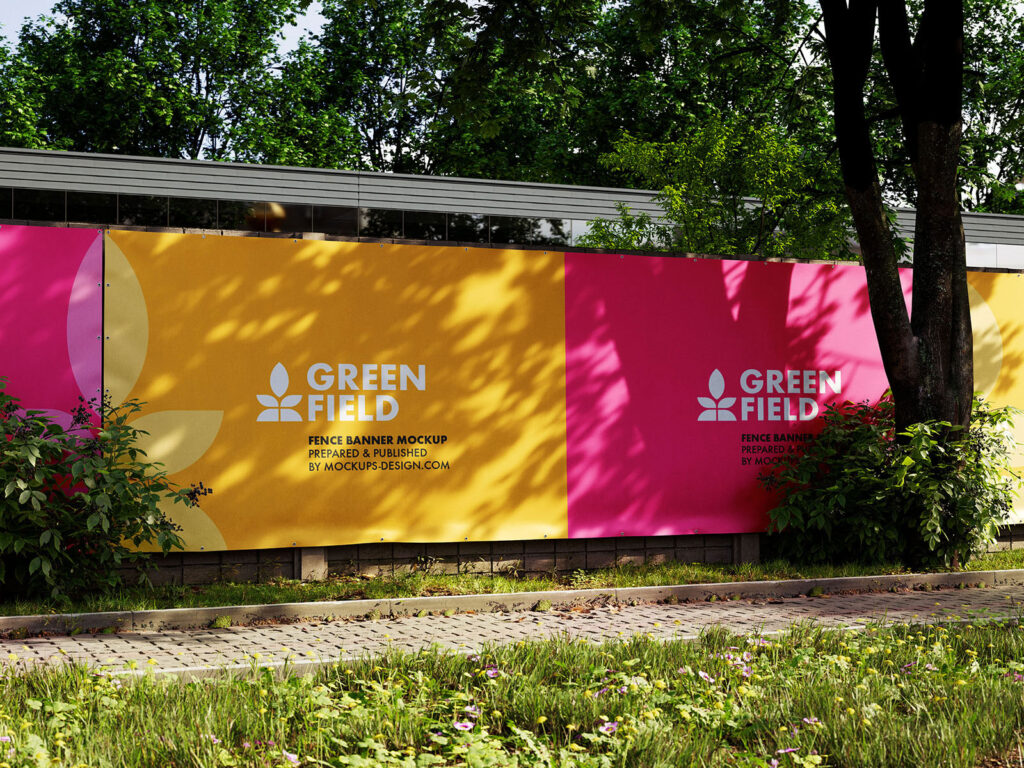3 Sights of Wall Fence Banner Mockup