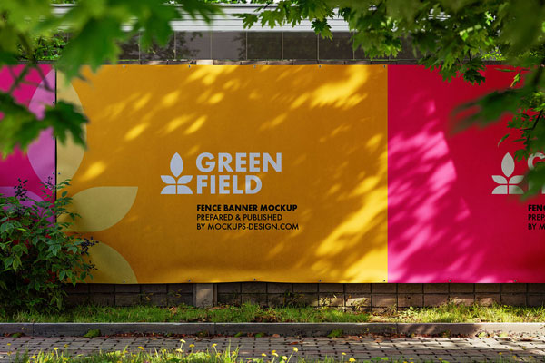 3 Sights of Wall Fence Banner Mockup