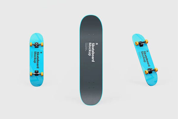3 Skateboard Mockups in Different Sights