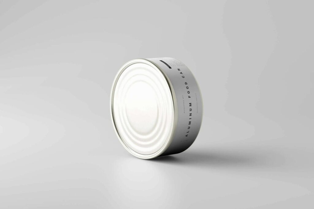 3 Small Aluminum Food Can Mockups in Different Views mockup preview