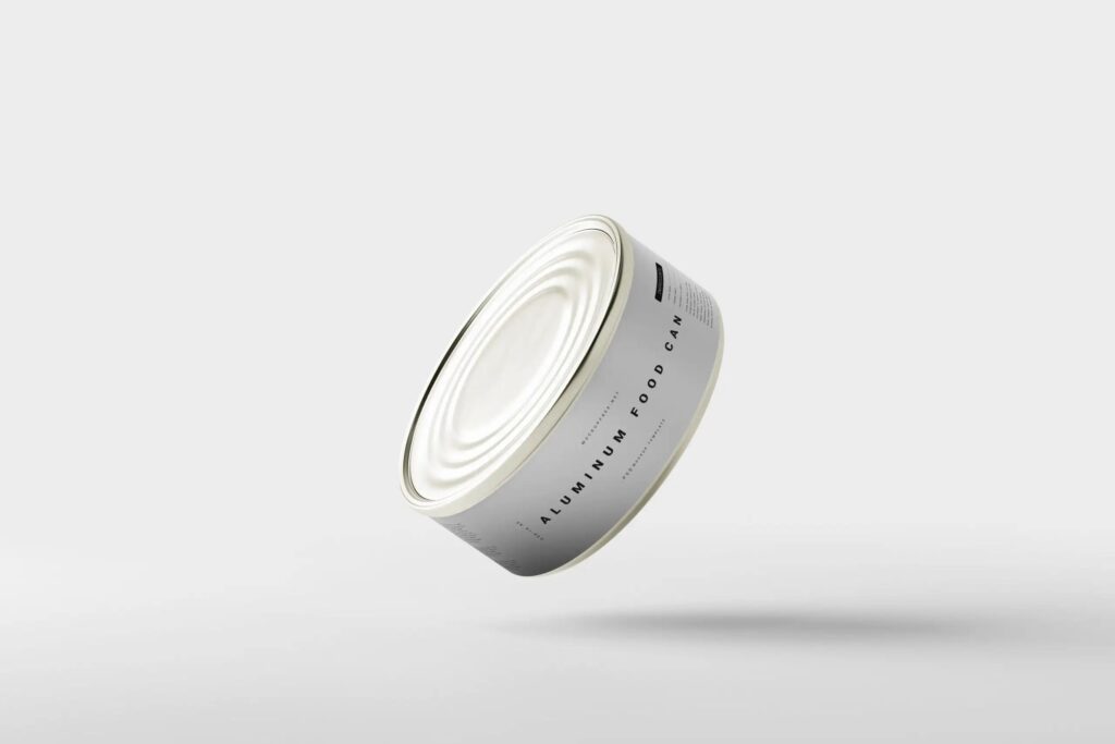 3 Small Aluminum Food Can Mockups in Different Views mockup preview