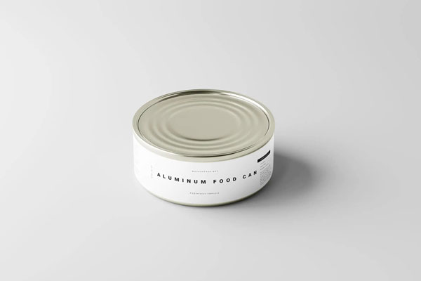 3 Small Aluminum Food Can Mockups in Different Views