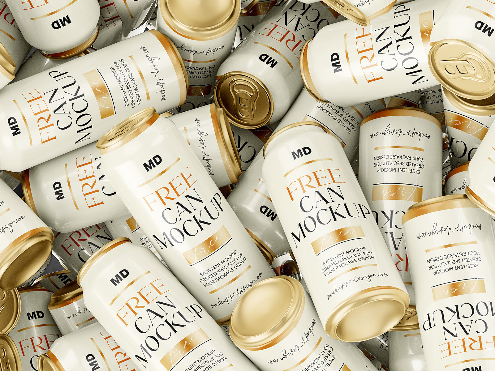 3 Soda Cans Mockups in Close-up Visions FREE PSD