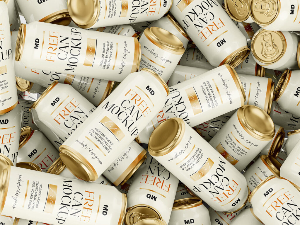 3 Soda Cans Mockups in Close-up Visions