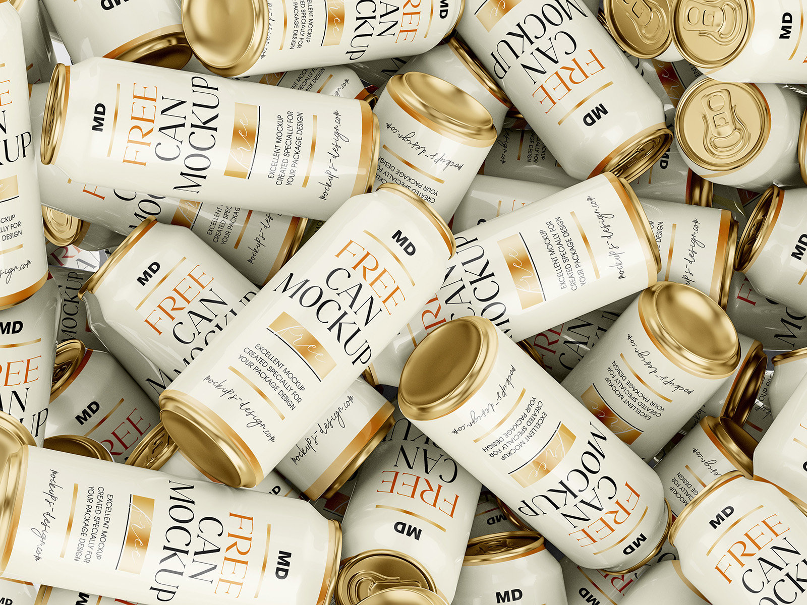 3 Soda Cans Mockups in Close-up Visions FREE PSD
