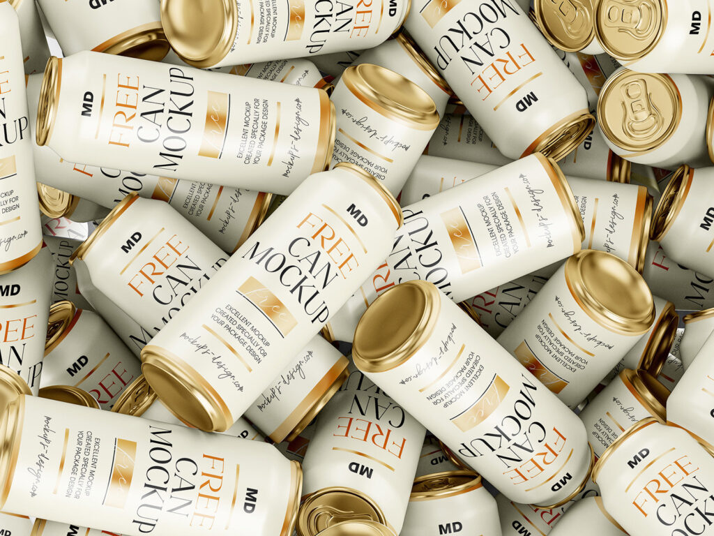 3 Soda Cans Mockups in Close-up Visions