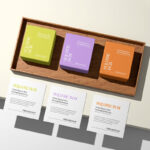 3 Square Boxes Mockup with Cards in Top View