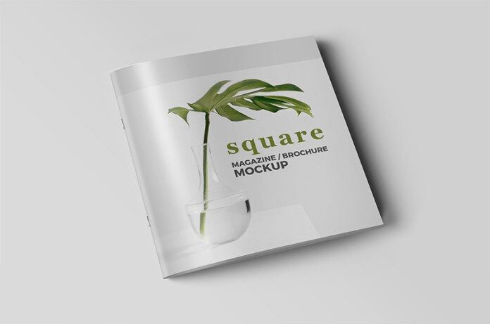3 Square Magazine Mockups in Open and Closed View