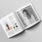 3 Square Magazine Mockups in Open and Closed View