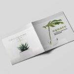 3 Square Magazine Mockups in Open and Closed View