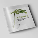 3 Square Magazine Mockups in Open and Closed View