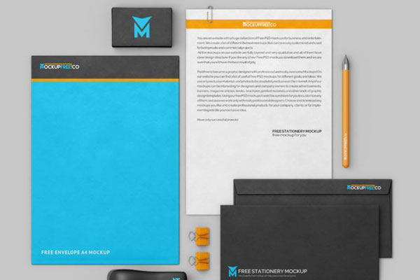 3 Stationery Branding Mockups with Envelopes, Business Cards, Letterhead, etc.