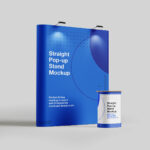 3 Straight Pop Up Stand Mockups in Varied Sights