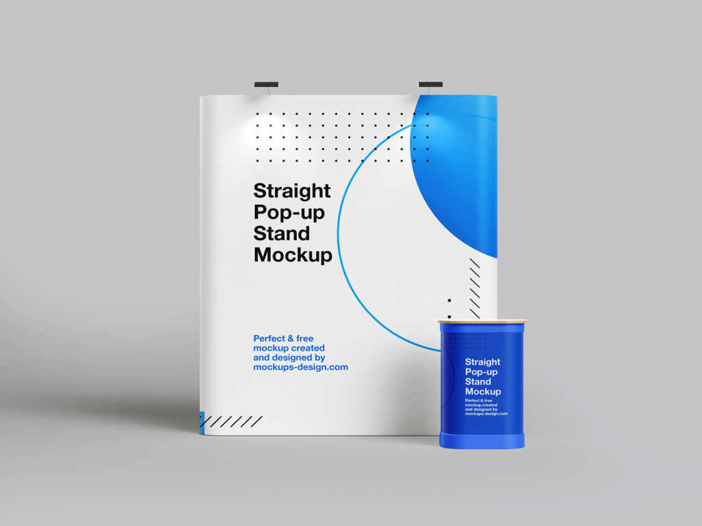 3 Straight Pop Up Stand Mockups in Varied Sights