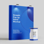 3 Straight Pop Up Stand Mockups in Varied Sights