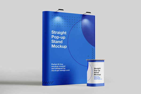 3 Straight Pop Up Stand Mockups in Varied Sights