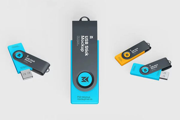 3 USB Stick Mockups in Various Sights
