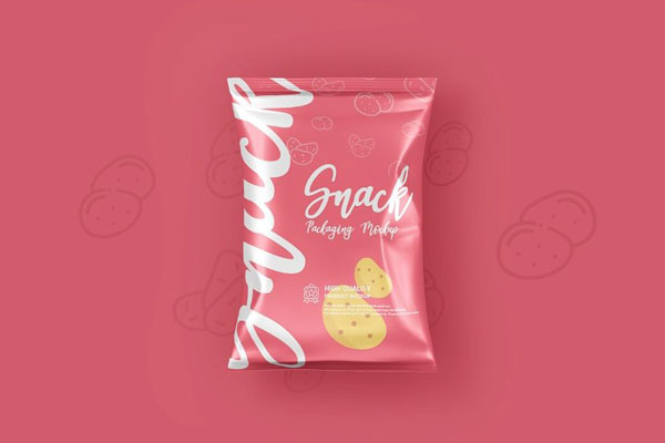 3 Varied Showcases of Chips Snacks Foil Pack Mockup