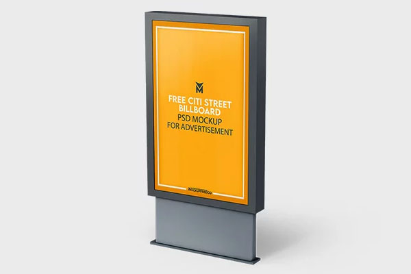 3 View of City Street Billboard Mockup