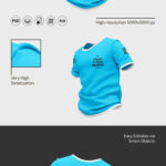 3 Views of Blue T-Shirt Mockup