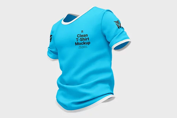 3 Views of Blue T-Shirt Mockup