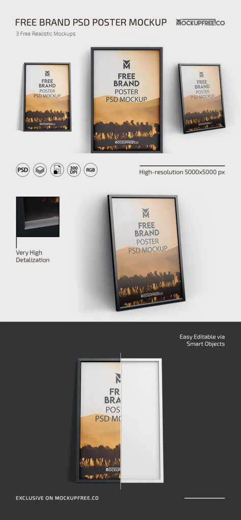3 Views of Brand Poster Mockup