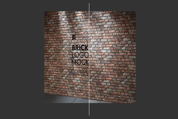 3 Views of Brick Wall Logo Mockup
