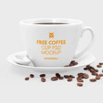3 Views of Coffee Cup Mockup with Coffee Beans