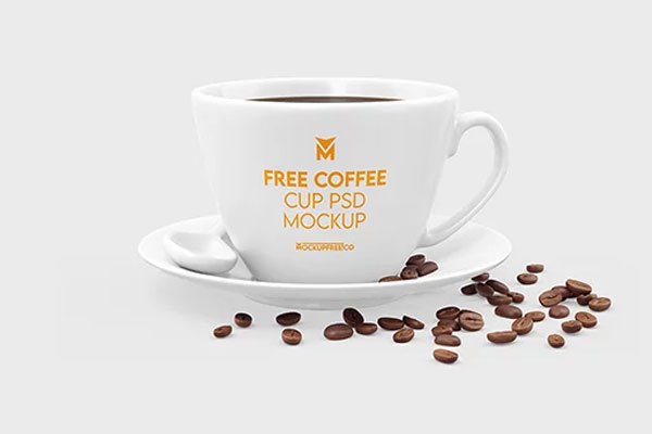 3 Views of Coffee Cup Mockup with Coffee Beans