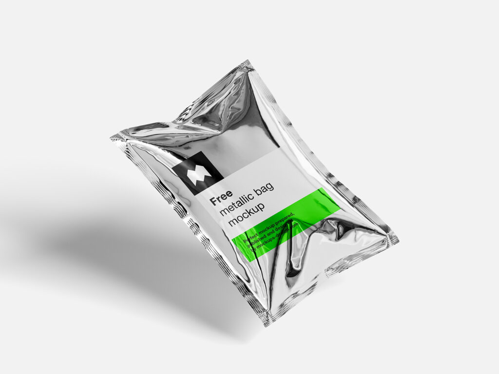 3 Views of Metallic Bag Mockup