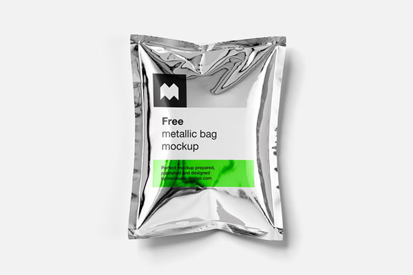 3 Views of Metallic Bag Mockup