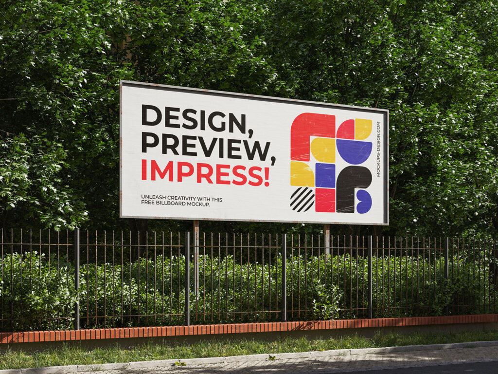 3 Views of Outdoor Billboard Mockup mockup preview