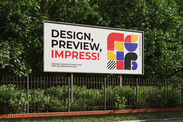 3 Views of Outdoor Billboard Mockup mockup preview