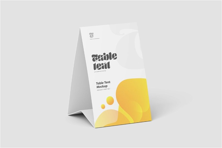 3 Views of Paper Table Tent Mockup