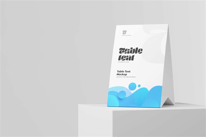 3 Views of Paper Table Tent Mockup