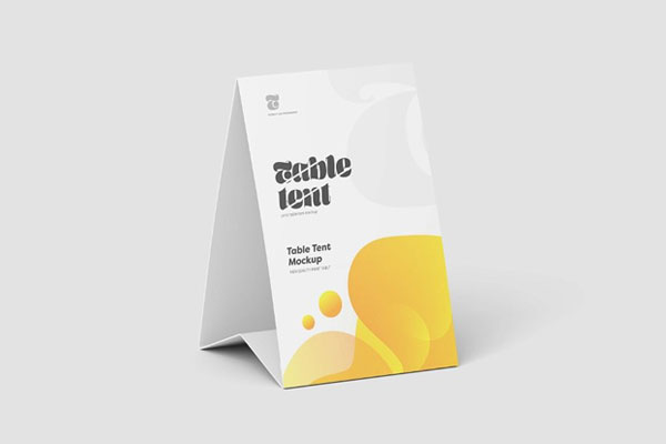 3 Views of Paper Table Tent Mockup