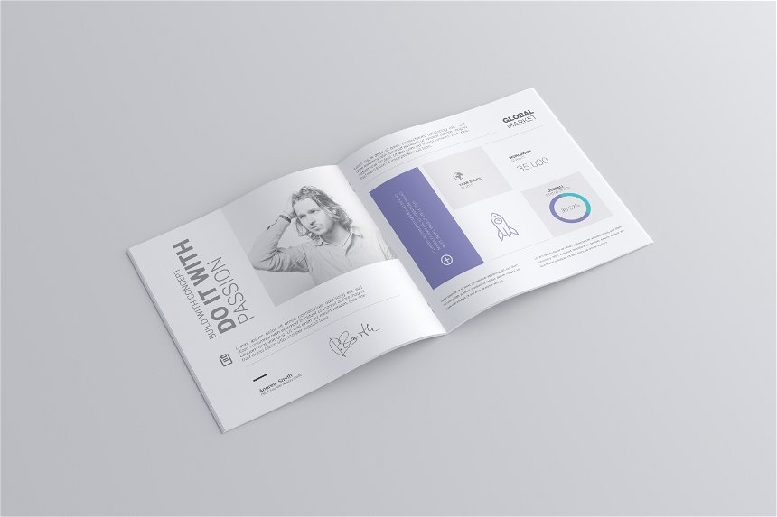 3 Views of Square Brochure Mockup FREE PSD