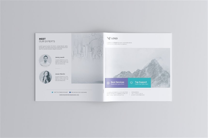 3 Views of Square Brochure Mockup FREE PSD